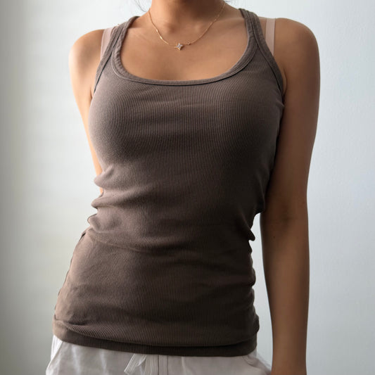 Jacob Connexion Brown Racer Back Tank - Small