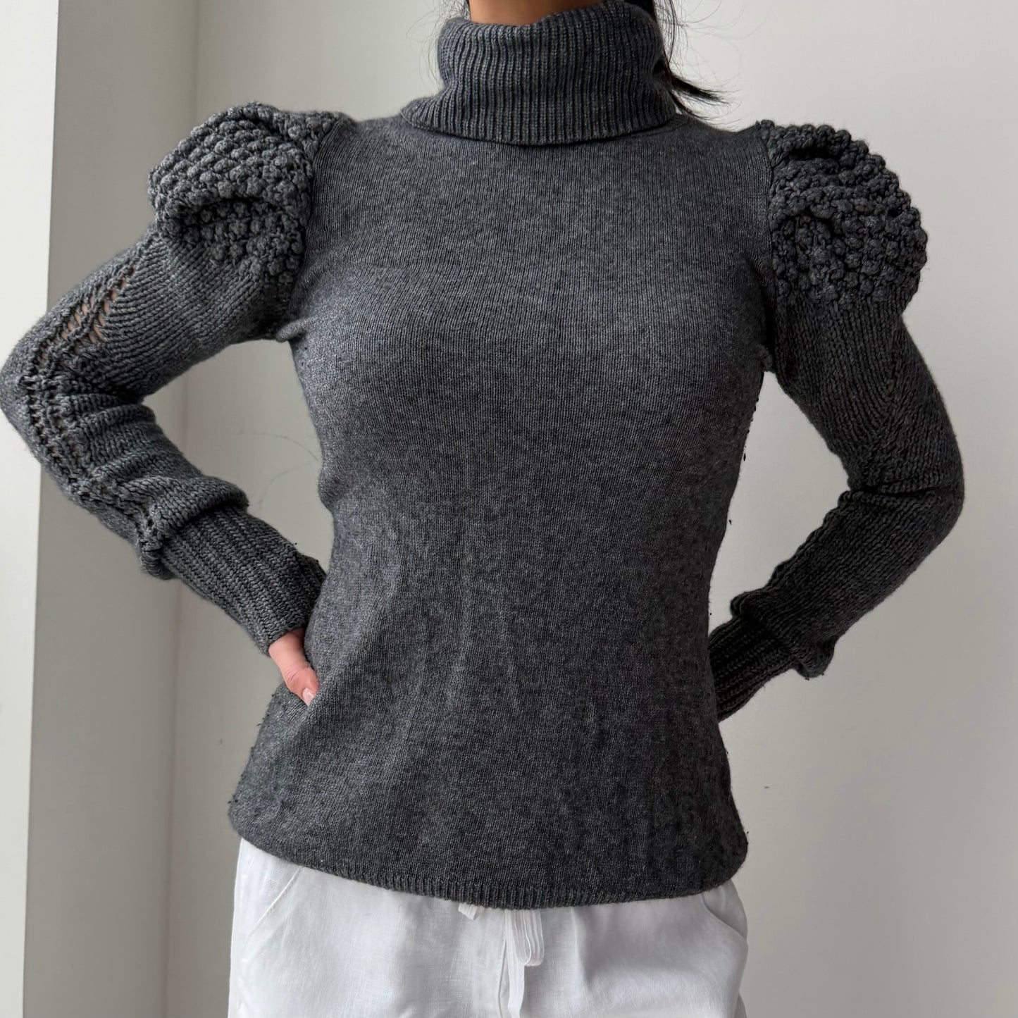 Reiss Grey Wool and Cashmere Turtleneck Jumper - X-Small