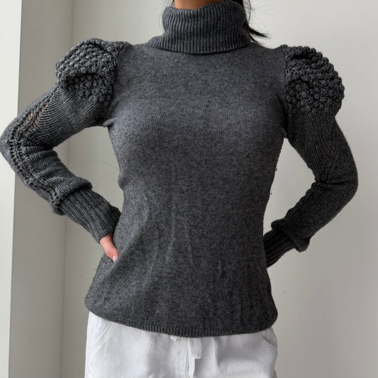 Reiss Grey Wool and Cashmere Turtleneck Jumper - X-Small