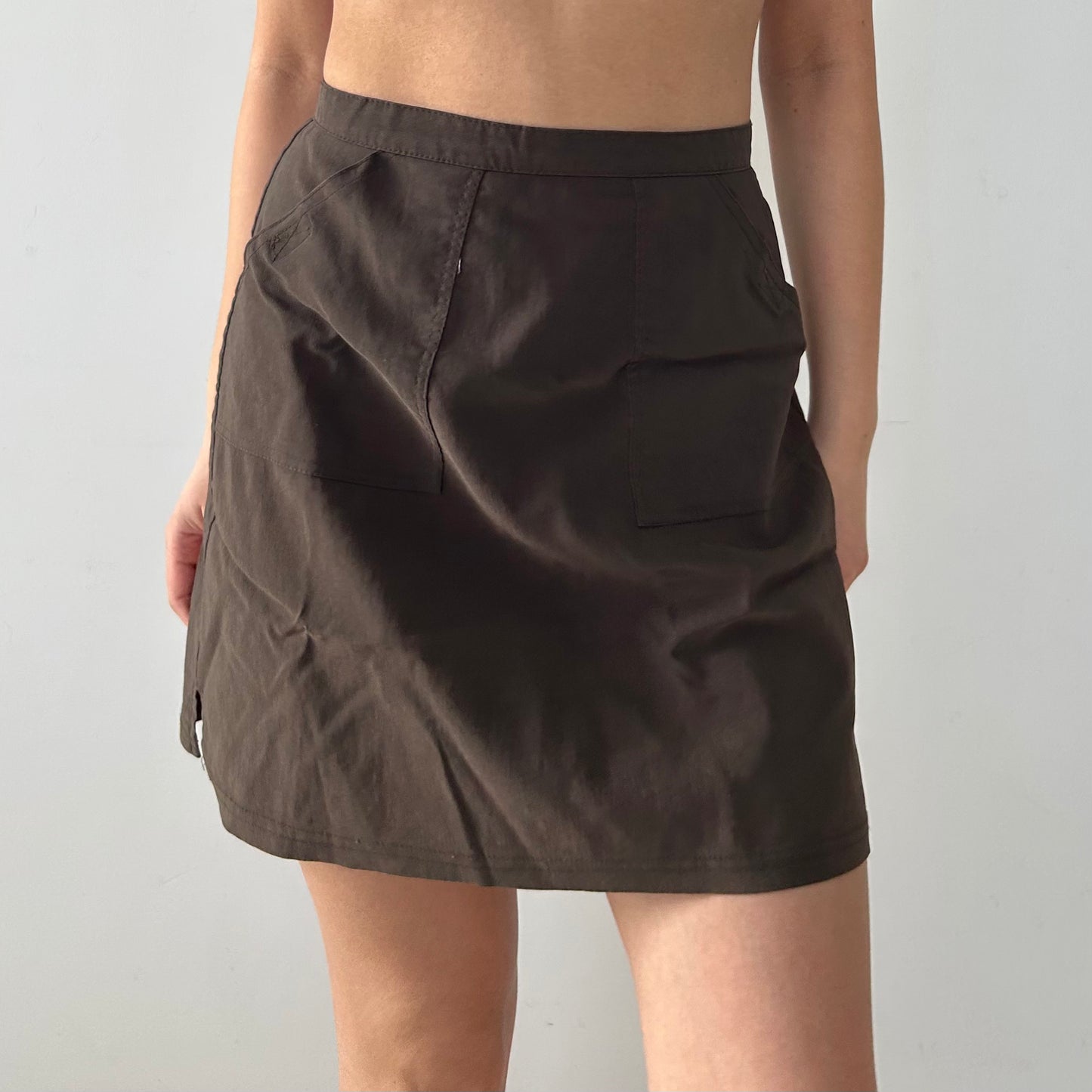 Vintage 1990s Smart Set Dark Brown Mini Skirt - Small