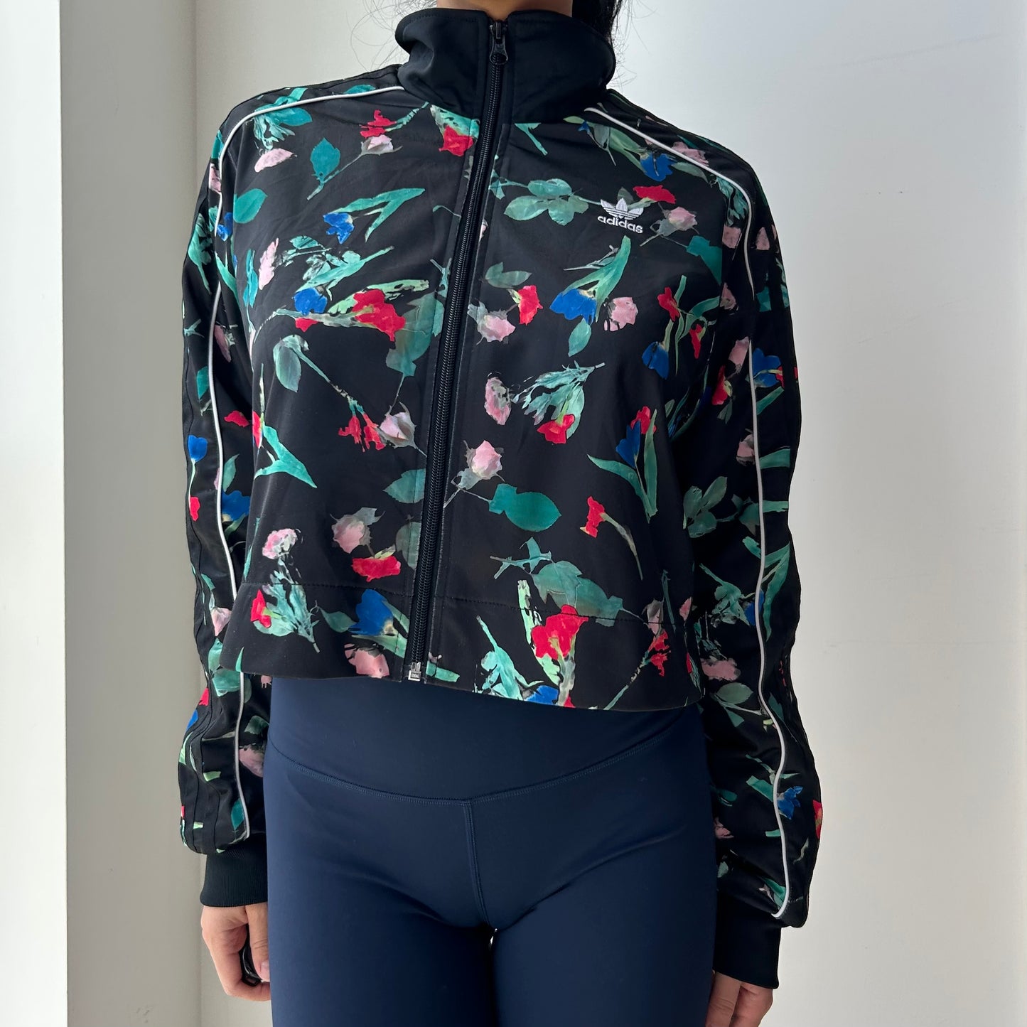 Adidas Originals Floral Cropped Track Jacket - Small