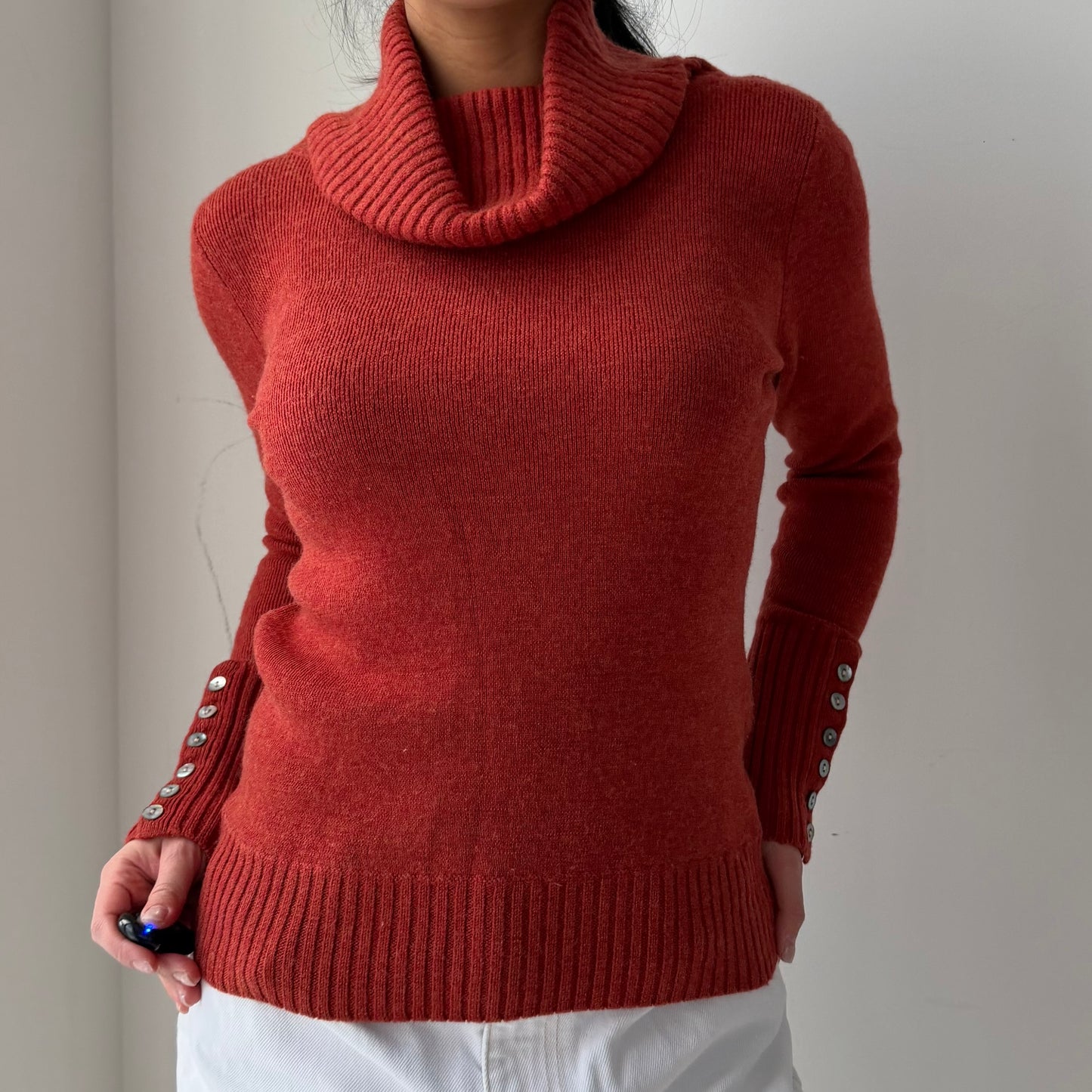 Kenar Burnt Orange Turtleneck Wool Jumper - Medium