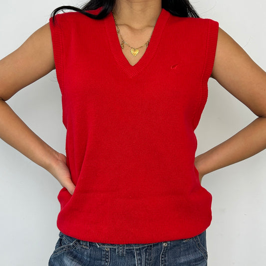 Vintage 1980s Giordano Red Wool Vest - Medium