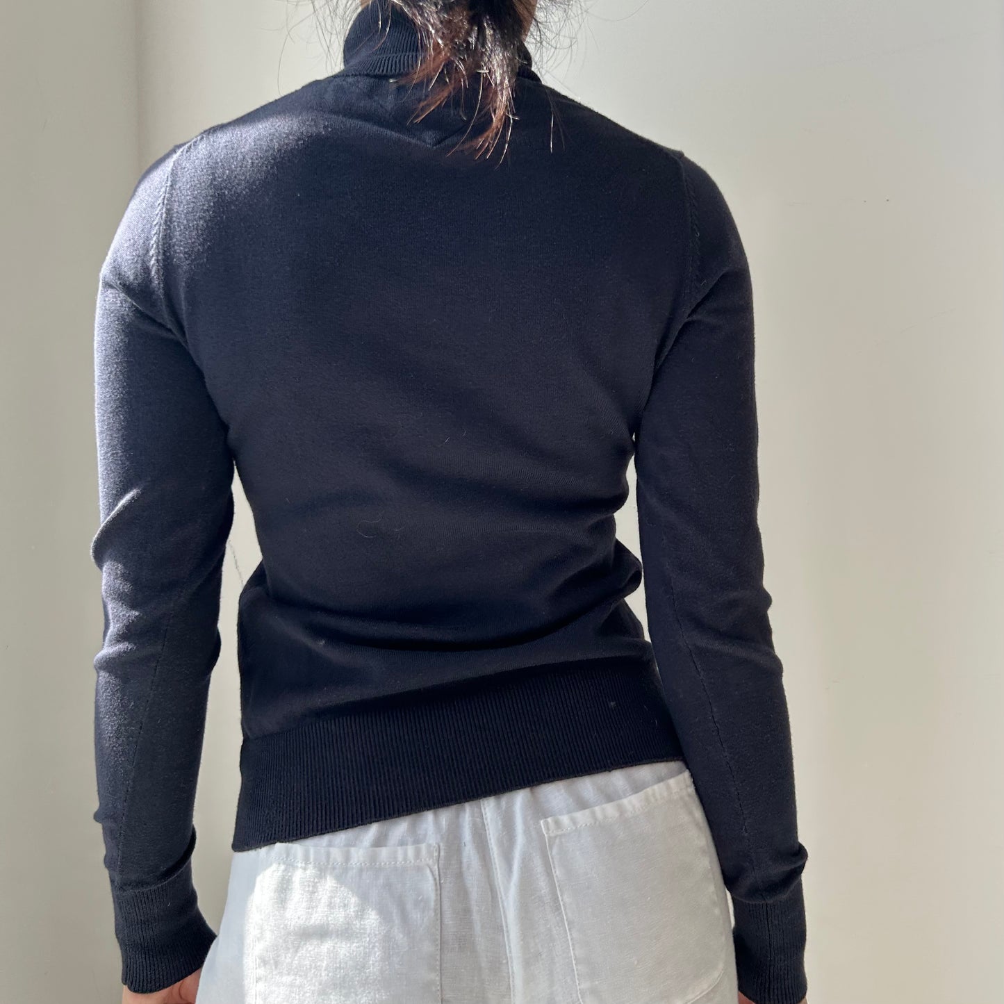 Tommy Hilfiger Navy Long Sleeve Turtleneck Top - Medium