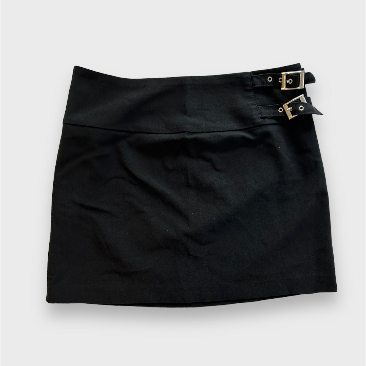 Vintage 90s Made in Canada Le Château Black Belt Detail Mini Skirt - Medium