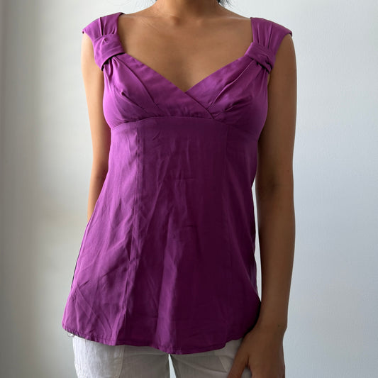 Nanette Lepore Silk Magenta Sleeveless Blouse - X-Small