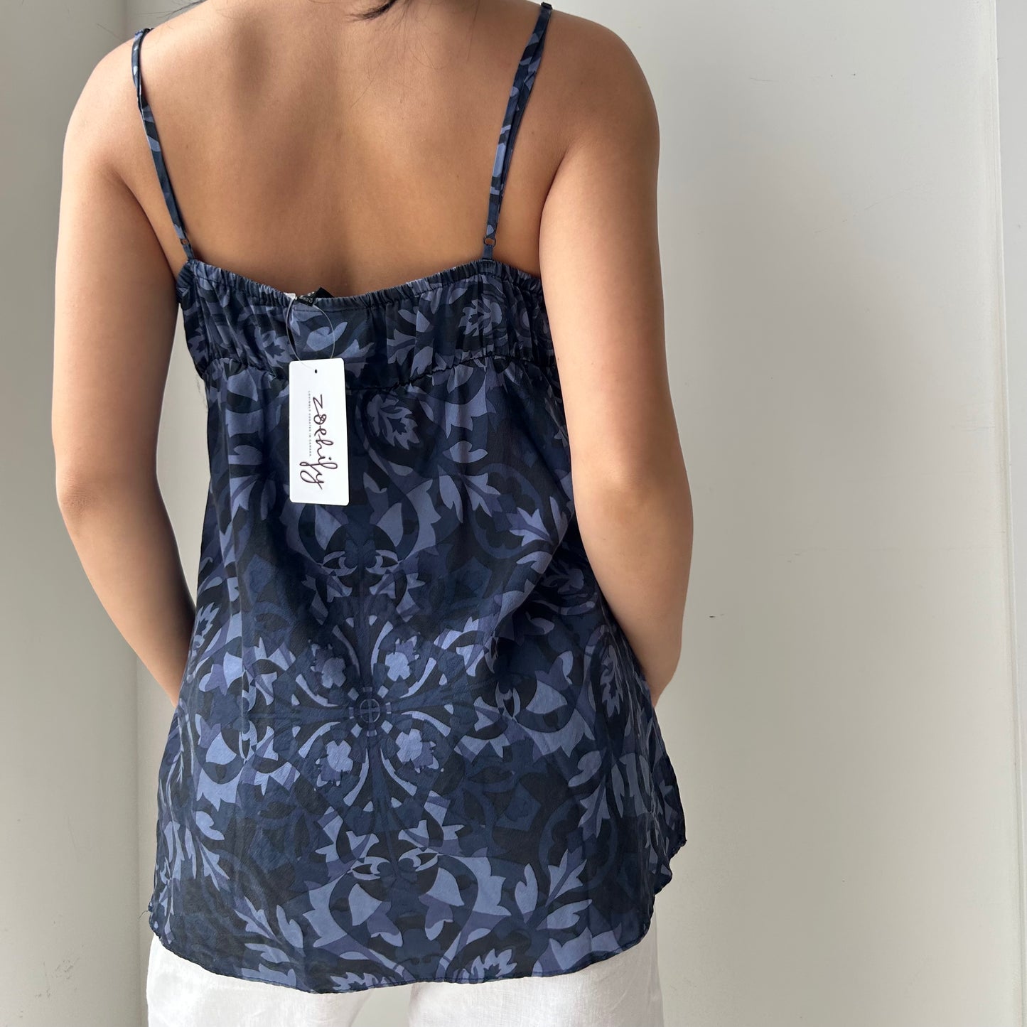 Mexx Blue Floral Silk Camisole - X-Large