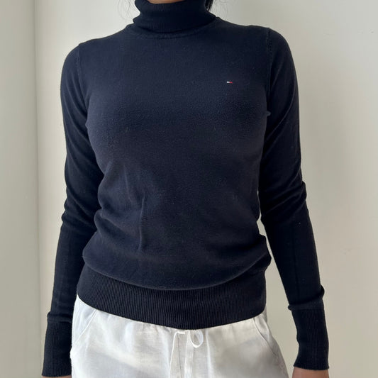 Tommy Hilfiger Navy Long Sleeve Turtleneck Top - Medium