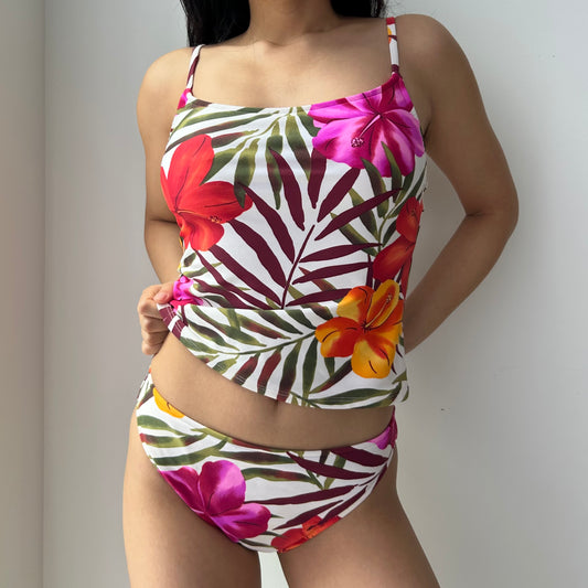 Oscar de la Renta Floral Tankini 3-Piece Swim Set - US 8