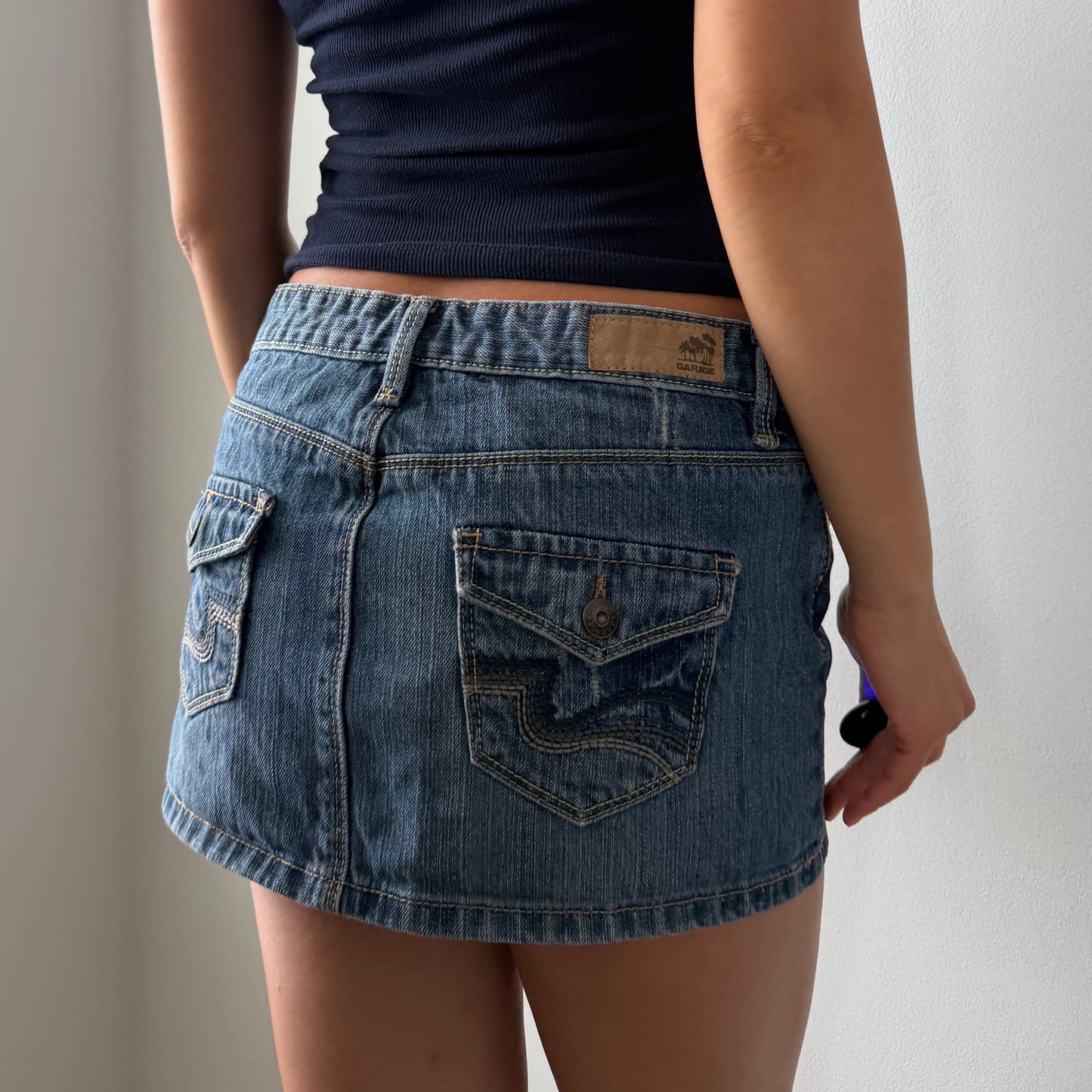 Garage Denim Low Rise Mini Skirt - Small