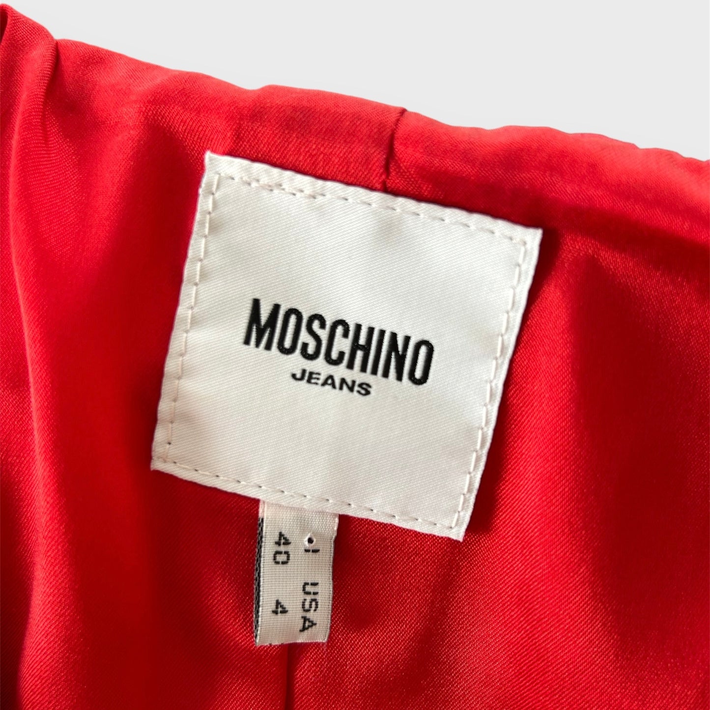 Moschino Jeans Peter Pan Collar Red Cropped Jacket - Small