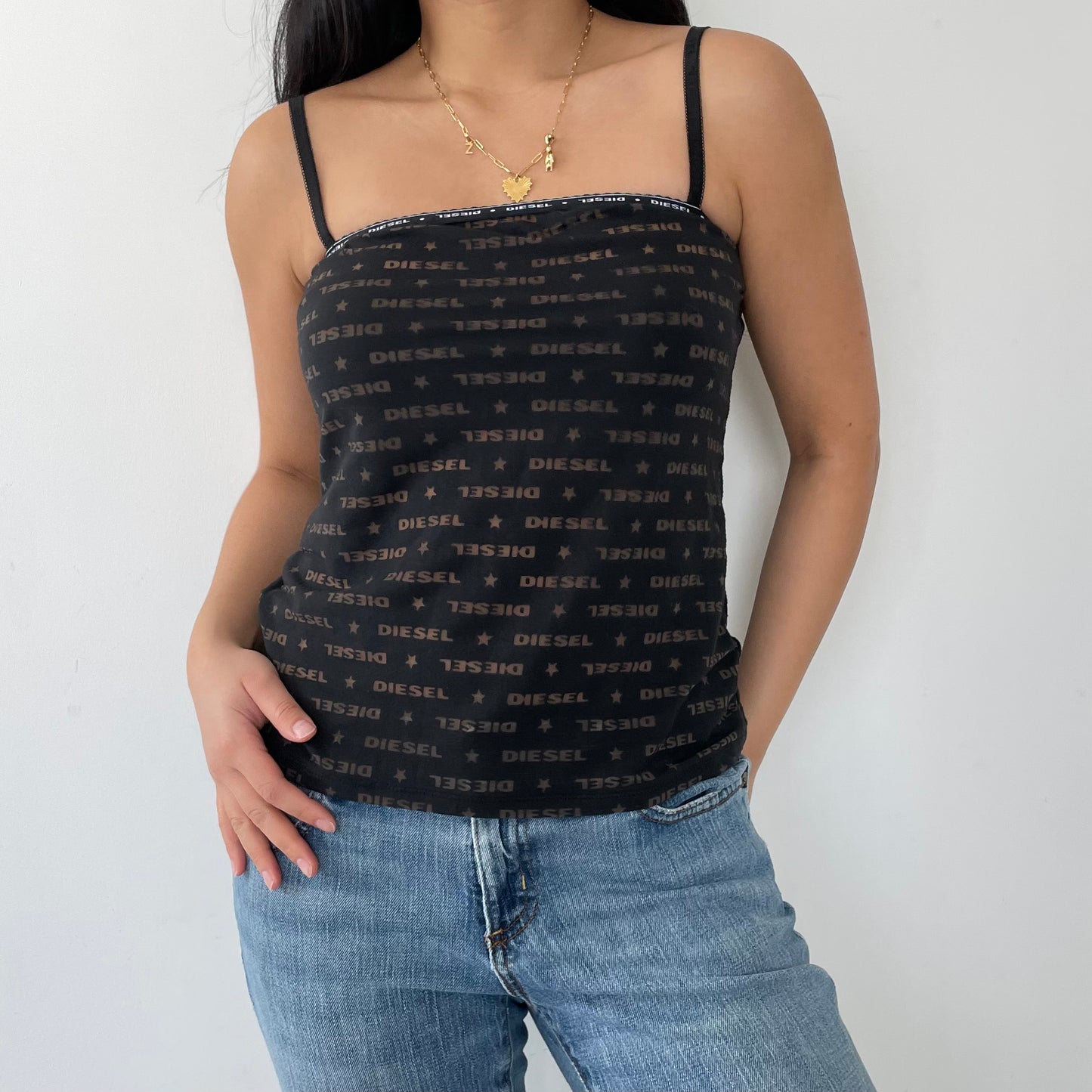 Diesel Black Mongram Cami - X-Small