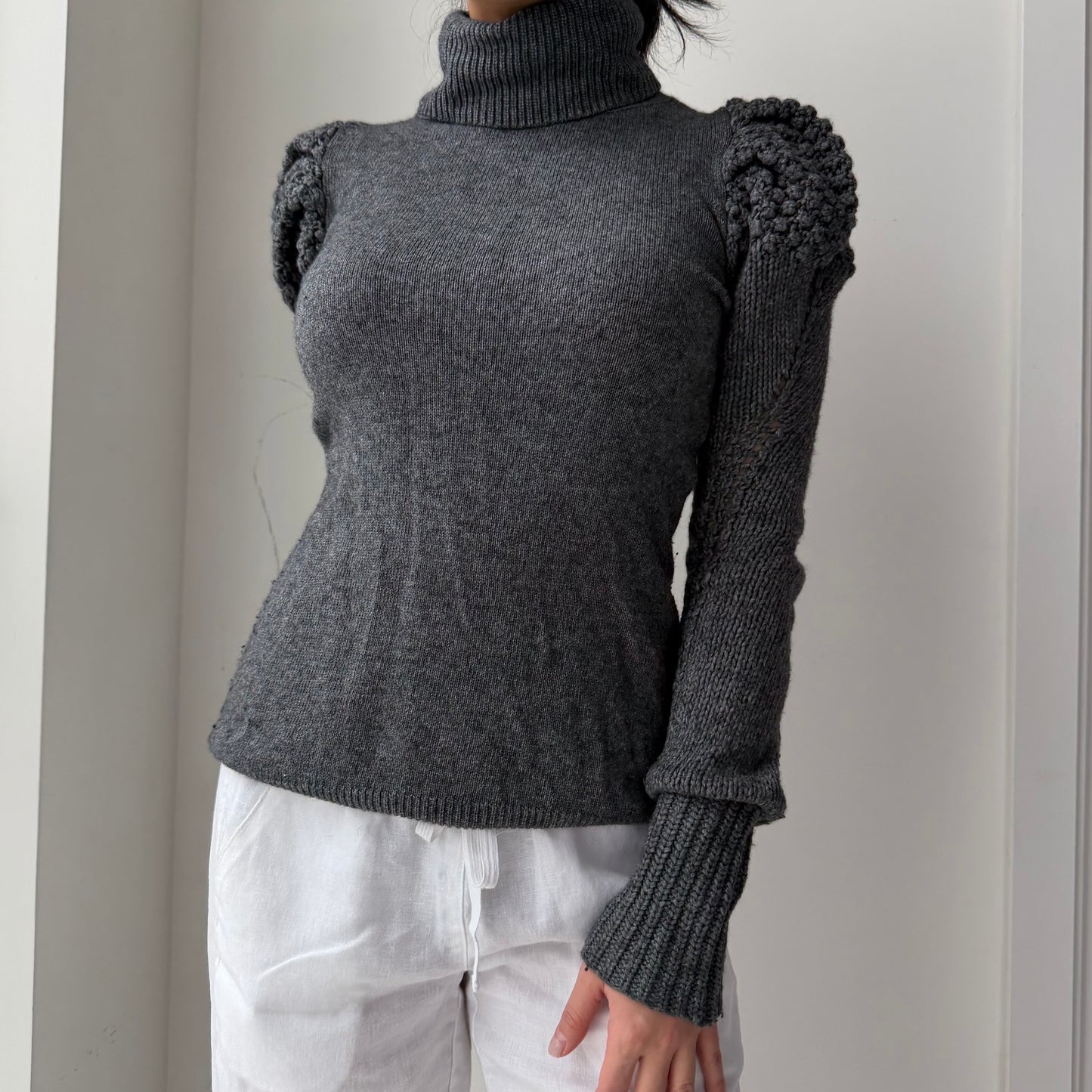 Reiss Grey Wool and Cashmere Turtleneck Jumper - X-Small