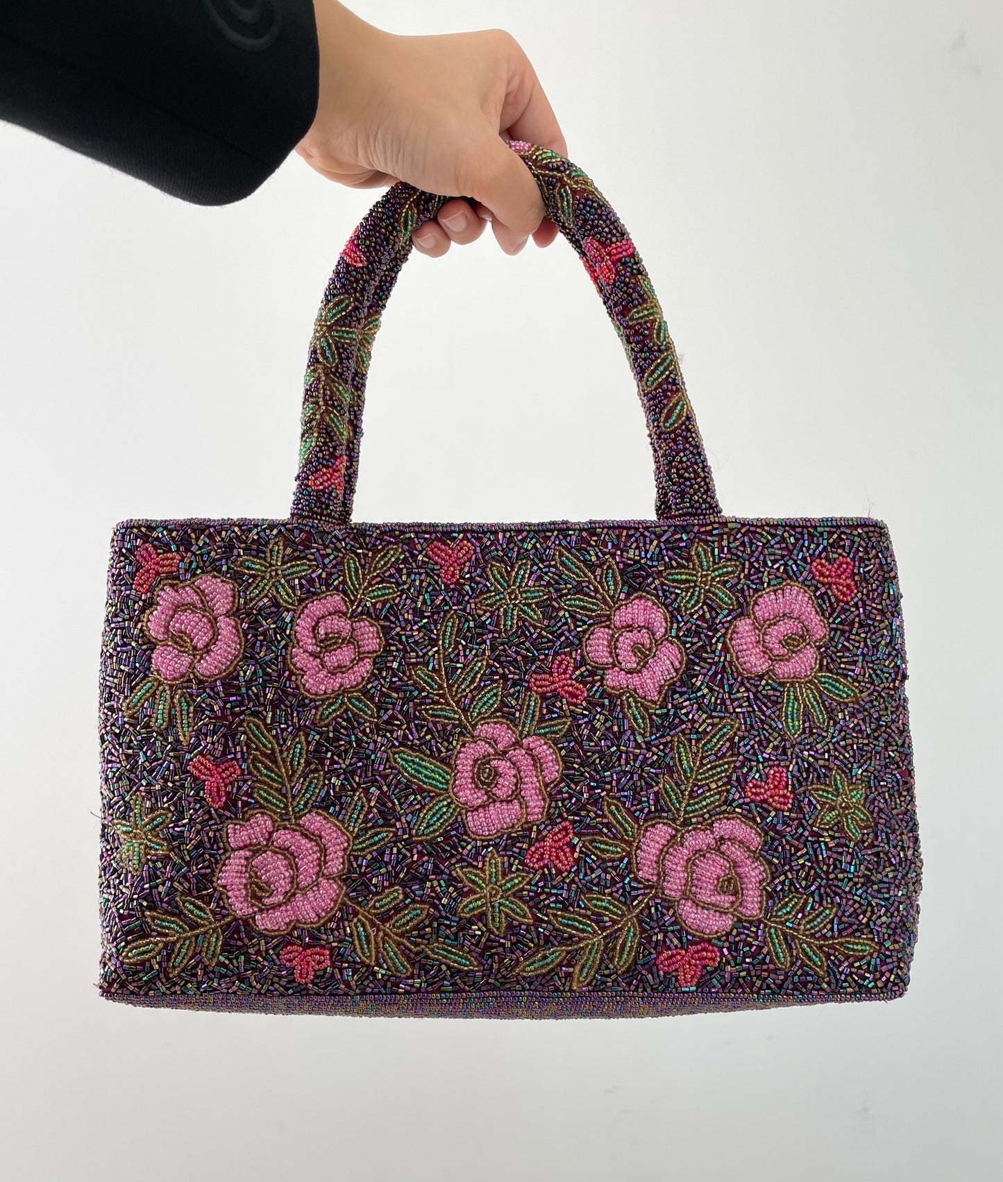 Purple Floral Beaded Bag