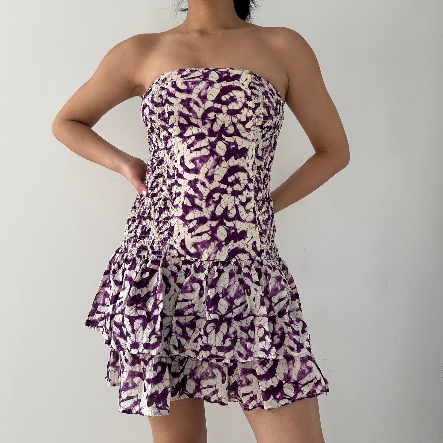 Moda International Purple Tie-Dye Strapless Mini Dress - XX-Small