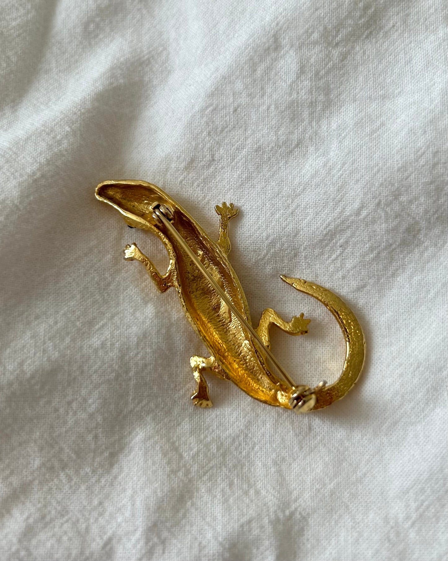 1980s Gold-Tone Lizard Brooch