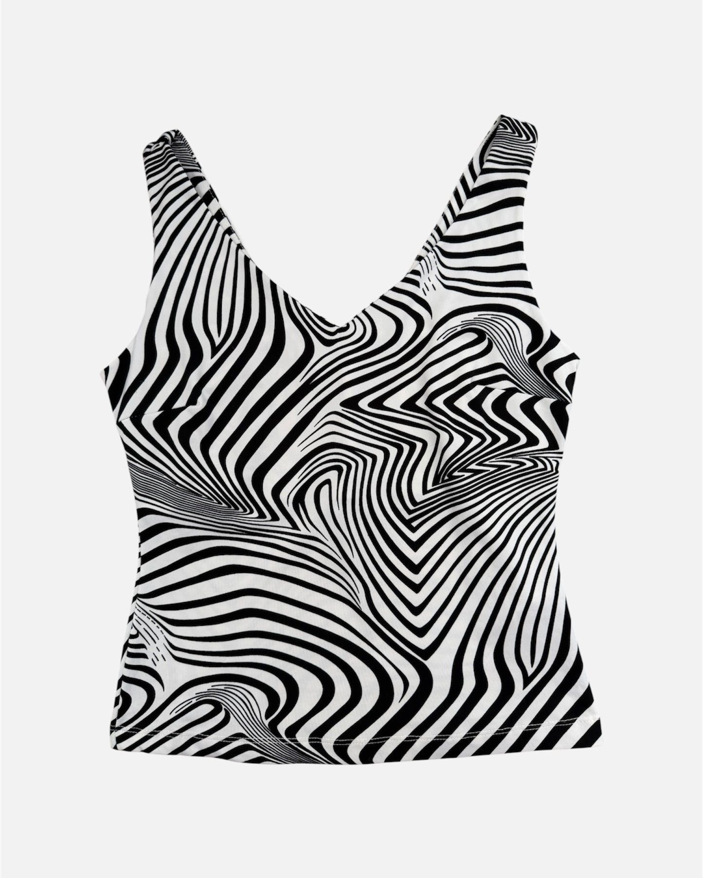 2000s Made in USA Zebra Print V-Neck Tank Top - Large