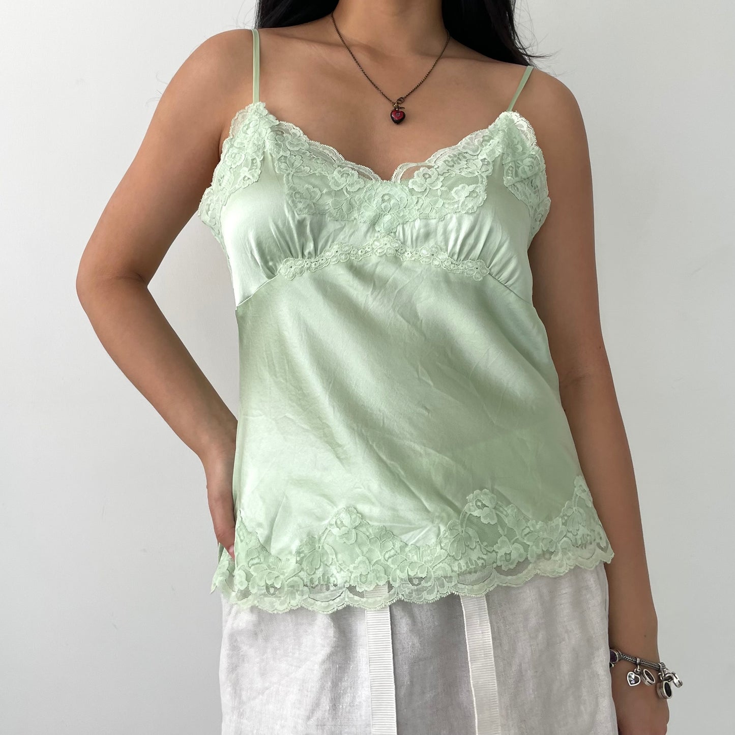 I.N.C. International Concepts Green Silk Cami Top - Small