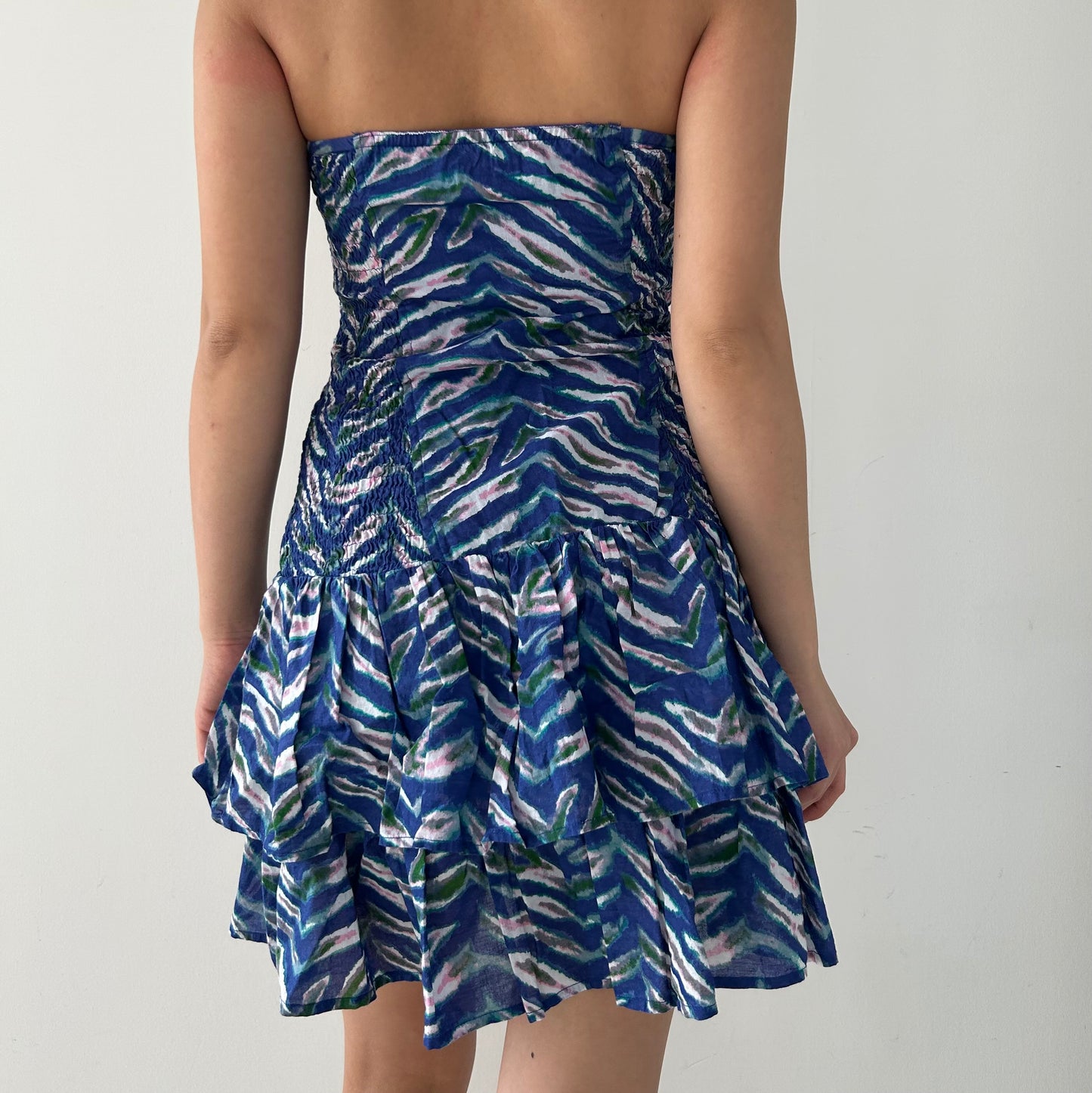 Moda International Blue Abstract Strapless Mini Dress - X-Small