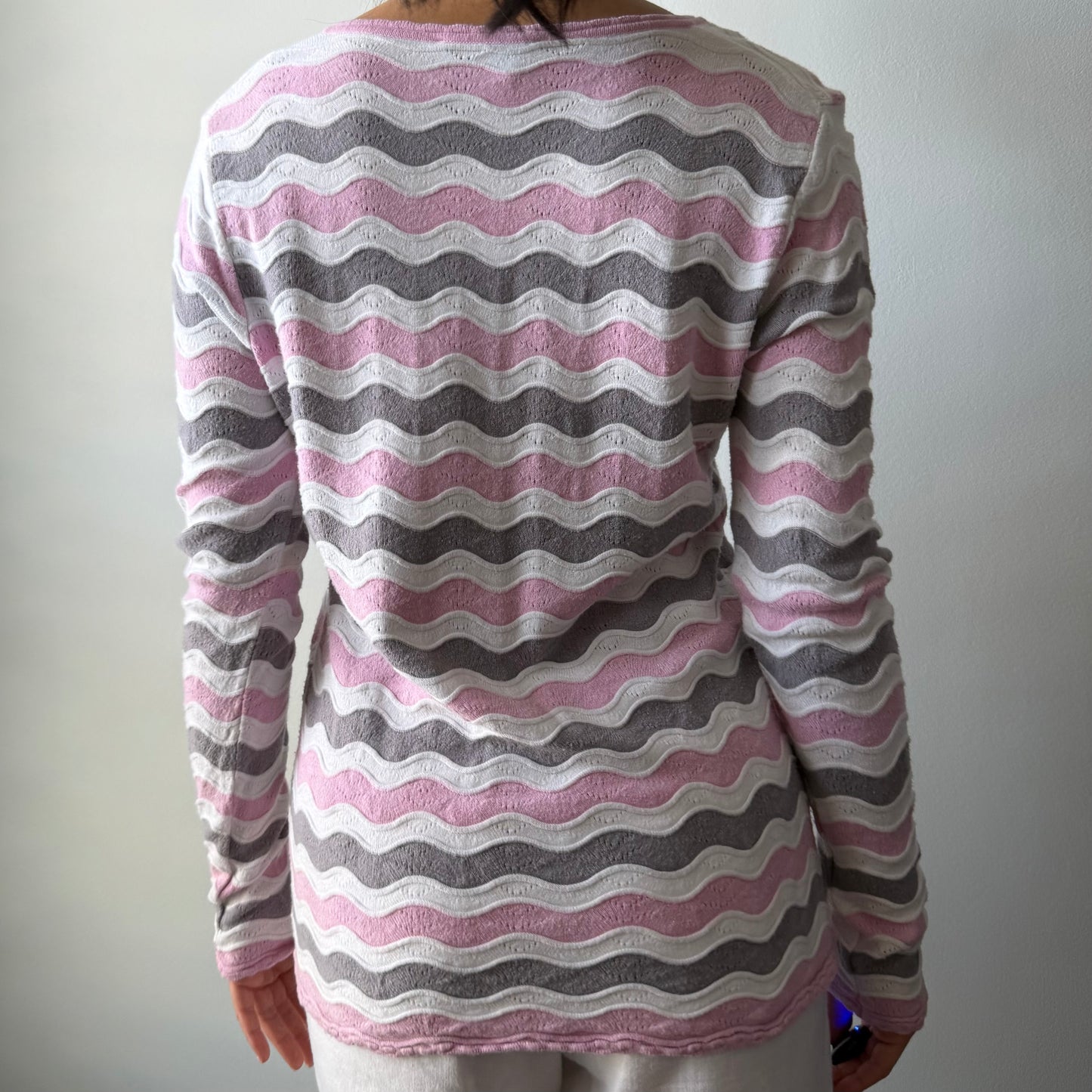 Lacoste Pink V-neck Long Sleeve Cotton Knit - X-Large