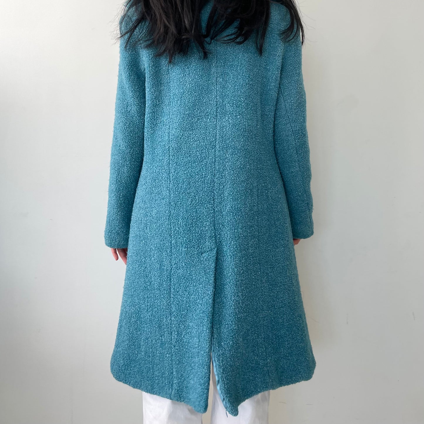 Fairweather Teal Fur Trim Wool Blend Coat - X-Small