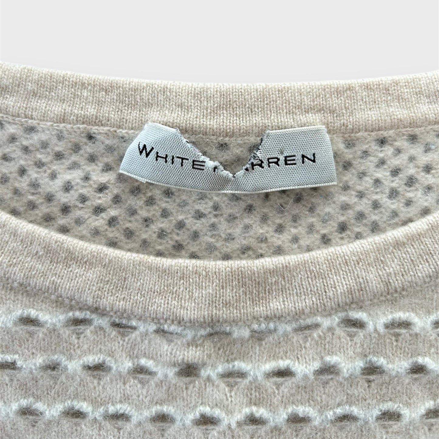 White + Warren Cream Open Knit Cashmere Jumper - Small