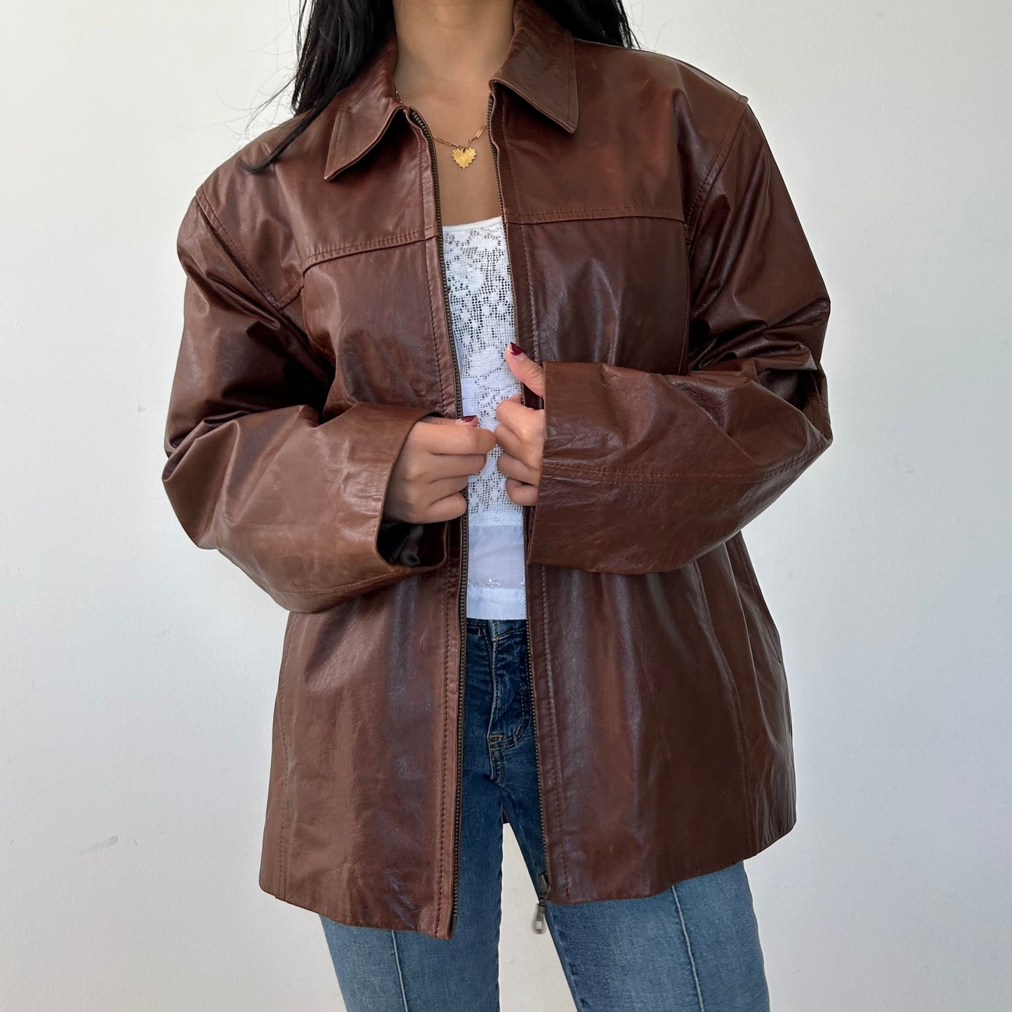 Dalla Fontana Brown Leather Jacket - Large