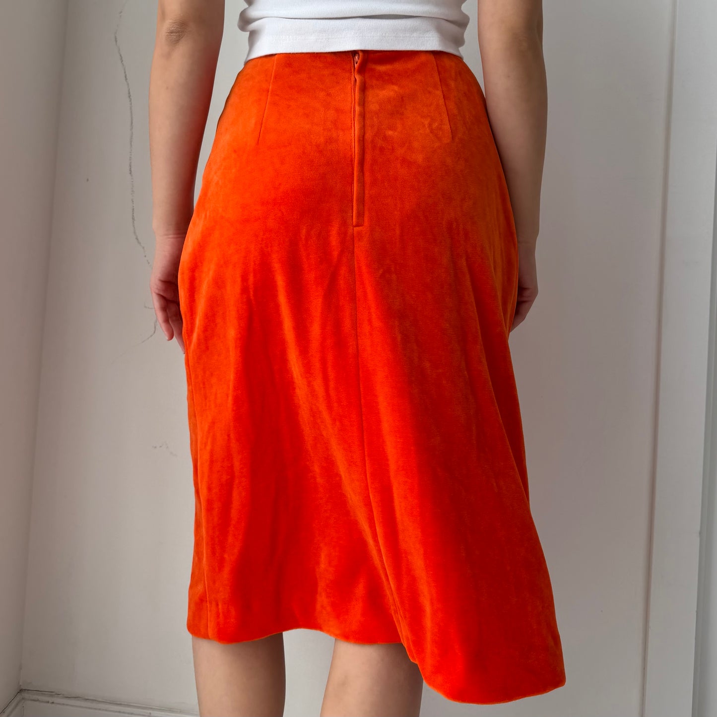 1980s Made in Japan Orange Terry Cloth Skirt - X-Small