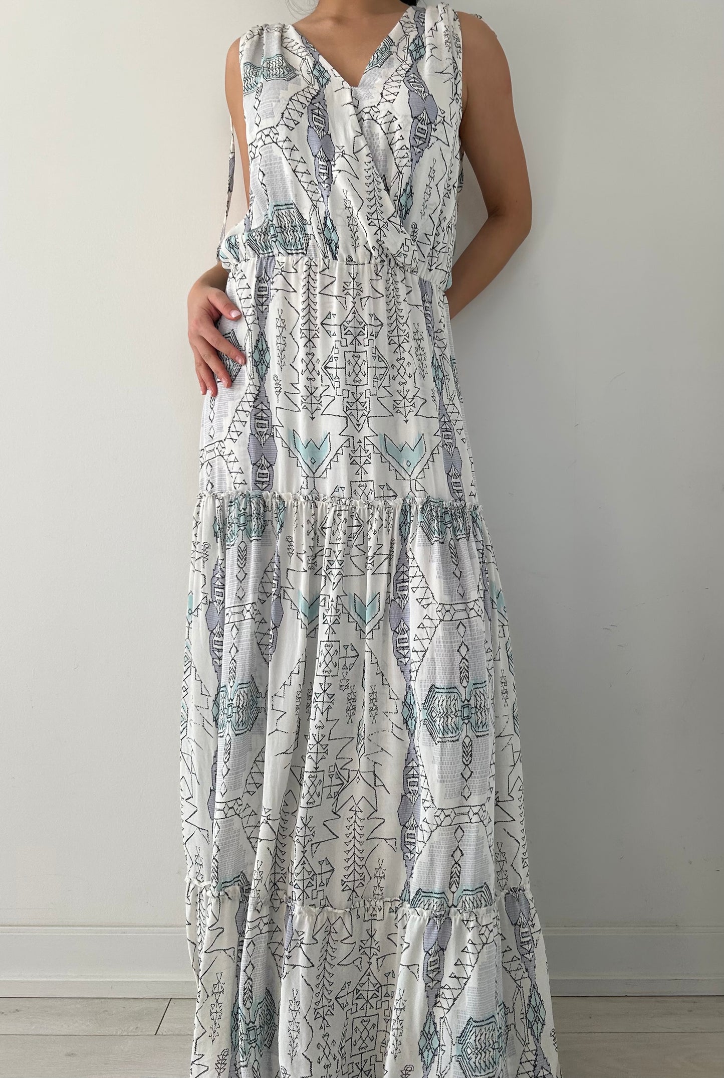 Parker Printed Tiered Sleeveless Maxi Dress - Small