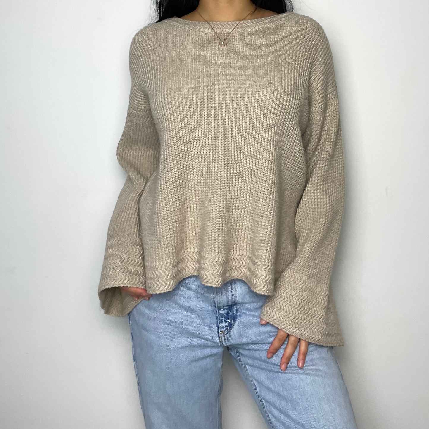 1.STATE Beige Knit Jumper - Small