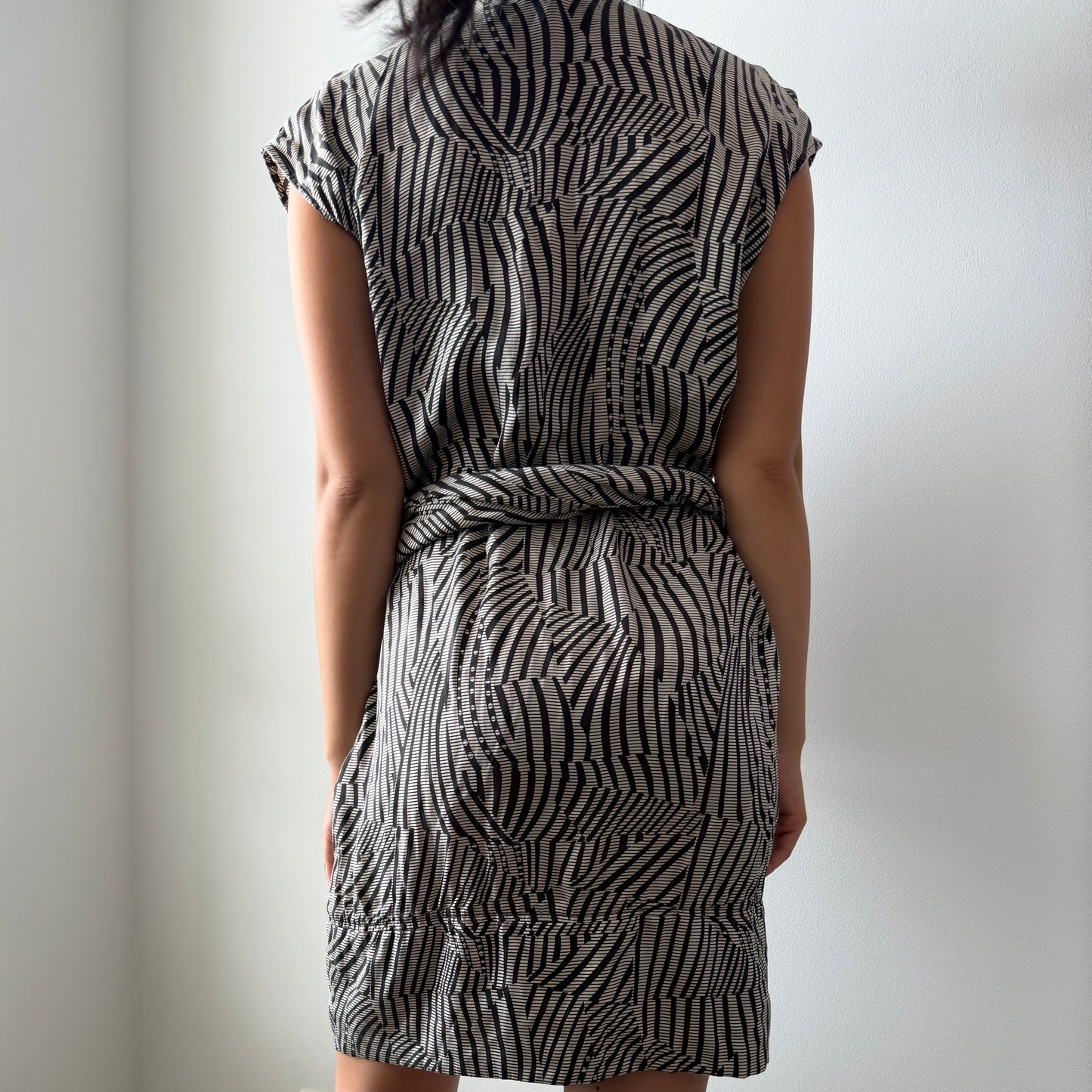 Early 2000s Ted Baker Zebra Print Silk Mini Dress - Medium