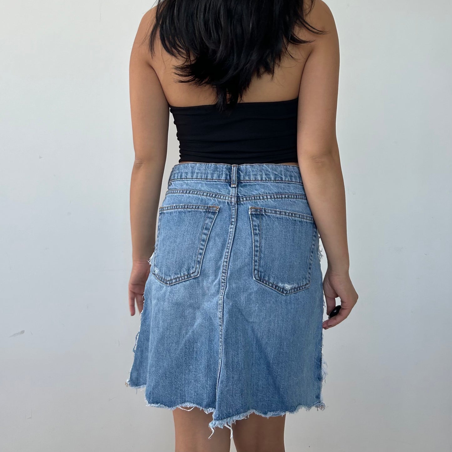 Zara Distressed Denim Skirt - Medium