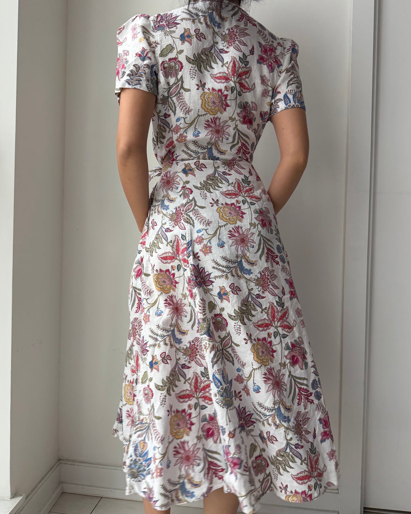 Polo Ralph Lauren White Floral Linen Dress - Medium