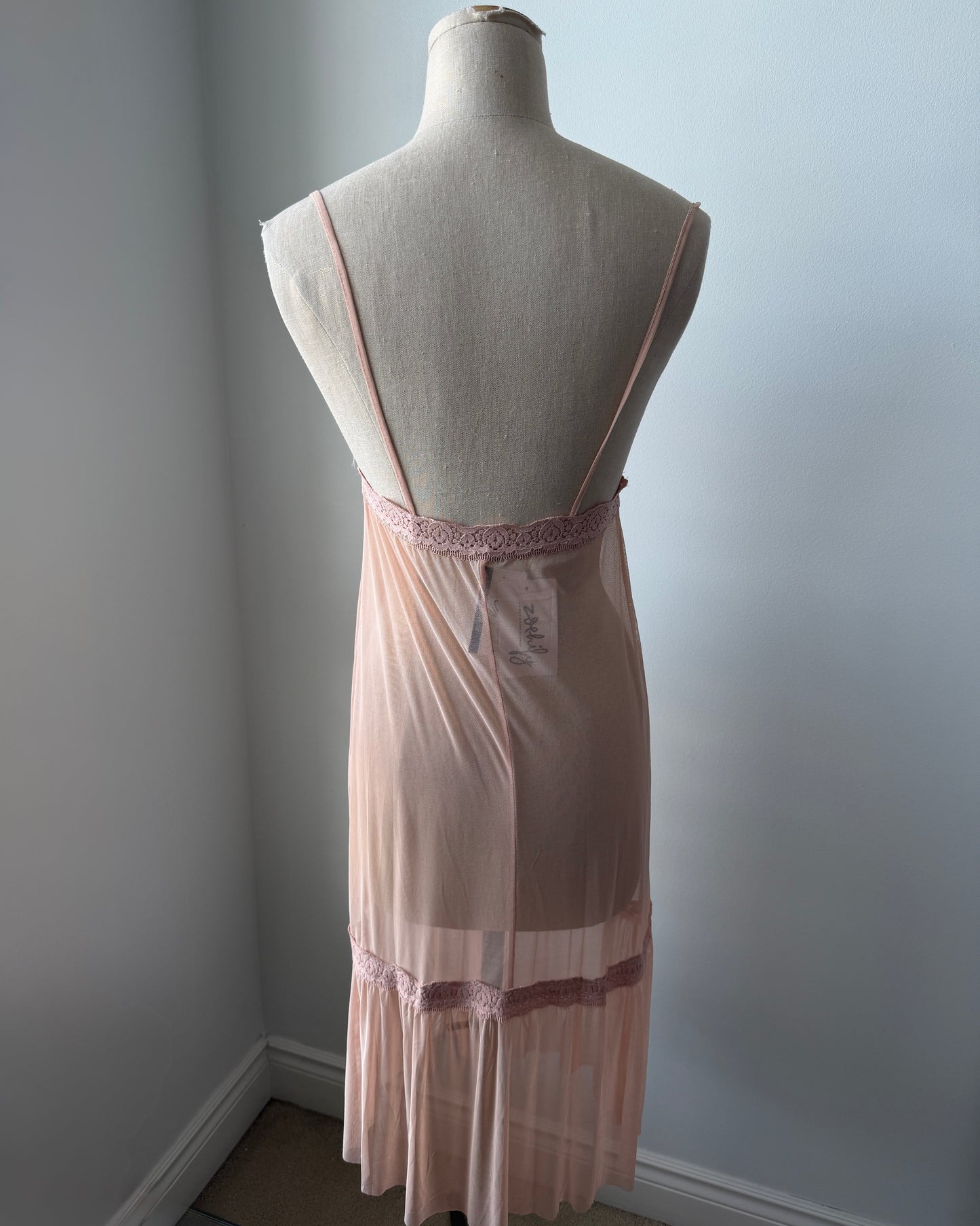 Phard Blush Pink Lace-Trim Lingerie Slip Dress - Medium