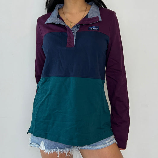 L.L. Bean Colour Block Half-Snap Pullover - Small