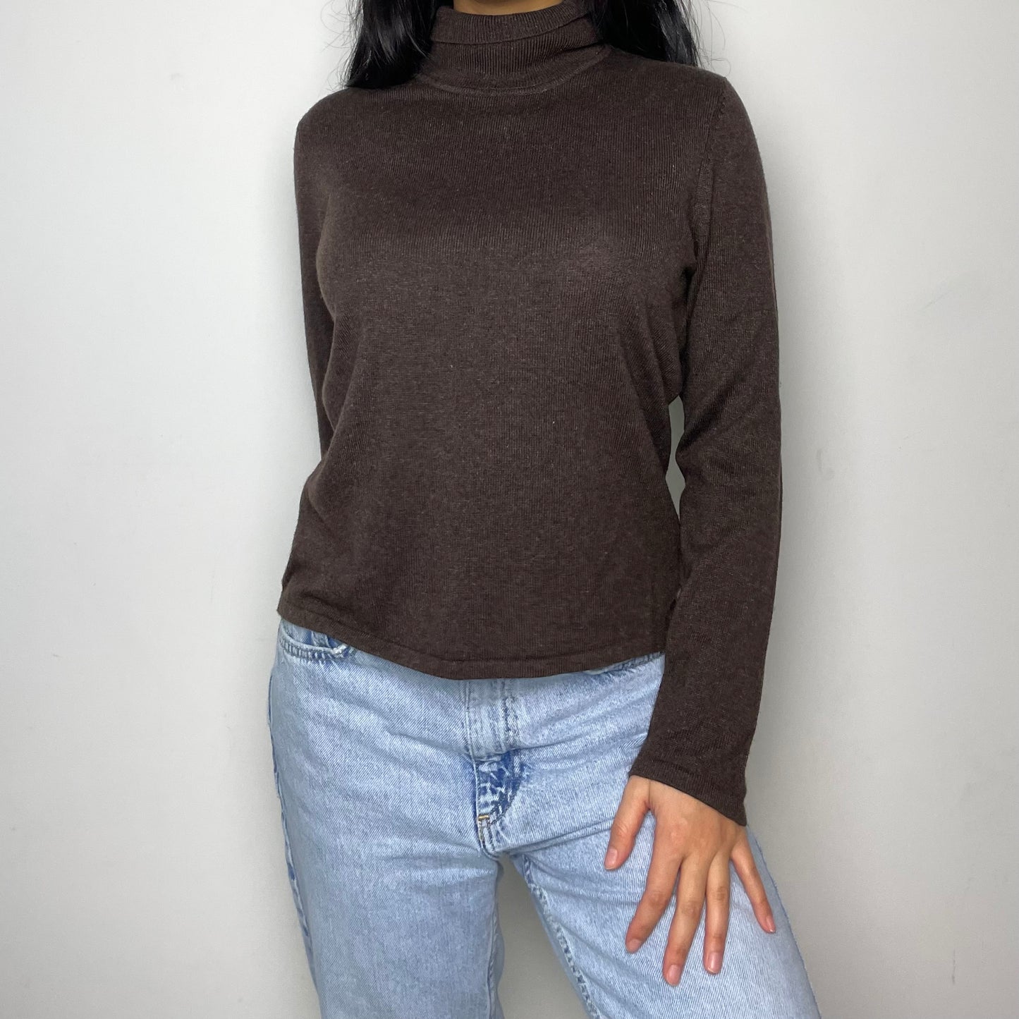 Nygård Collection Brown Silk and Cashmere Turtleneck Sweater - Medium