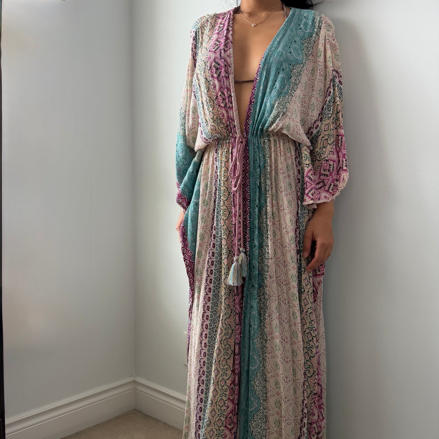 Avery Rayne Multi-Colour Printed Beach Kaftan - Free Size