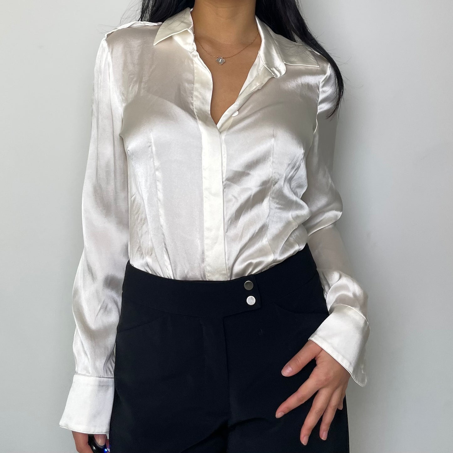 Sandra Angelozzi White Silk Blouse - Small