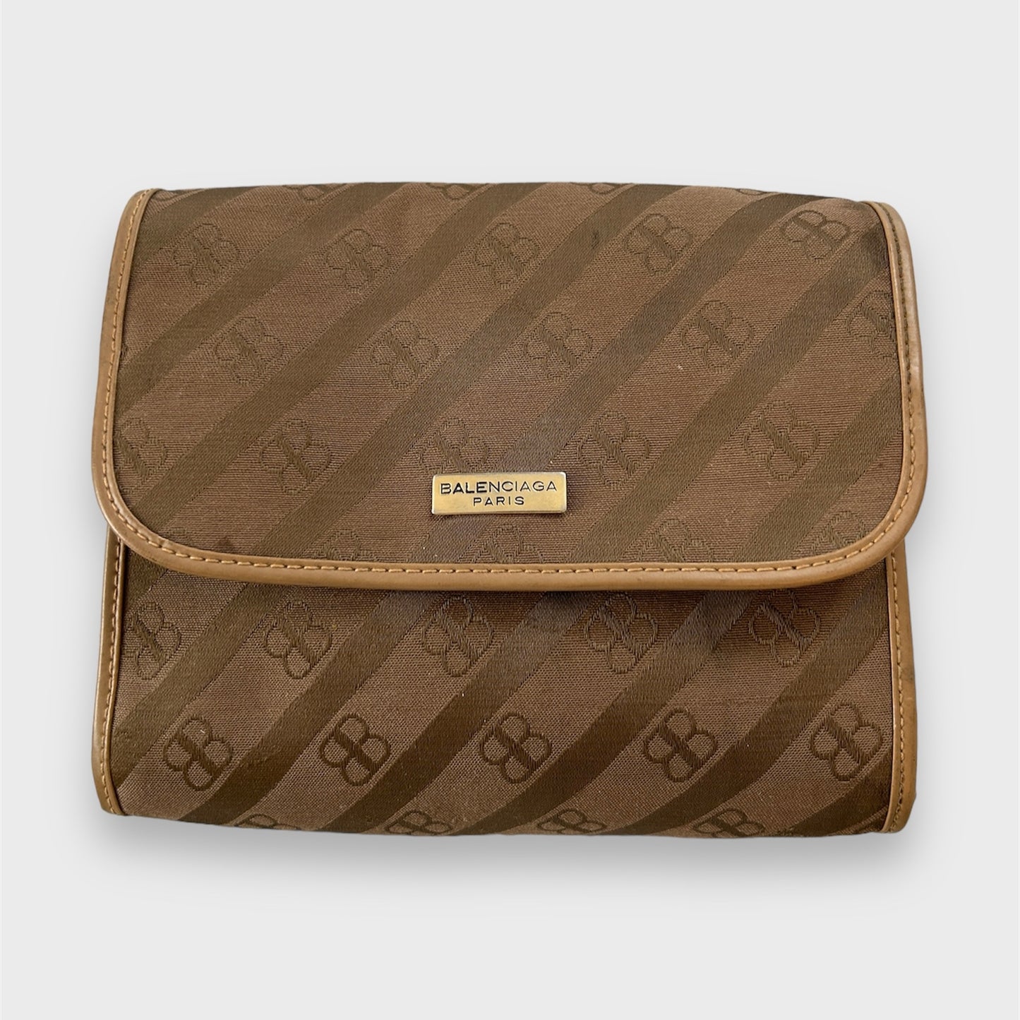 Vintage Balenciaga Brown Pochette en Toile