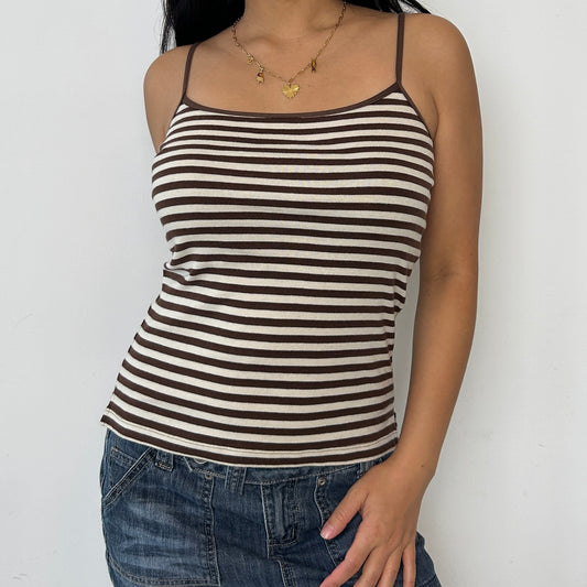 Brown and White Striped Cami - Medium