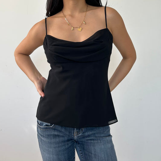 Lori Ann Montreal Black Cowl Neck Cami Top - Small