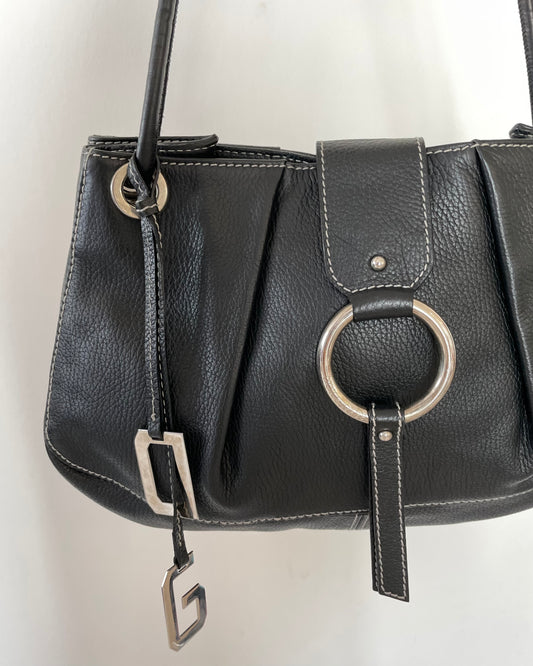 Dolce and Gabbana Black Leather O-Ring Shoulder Bag