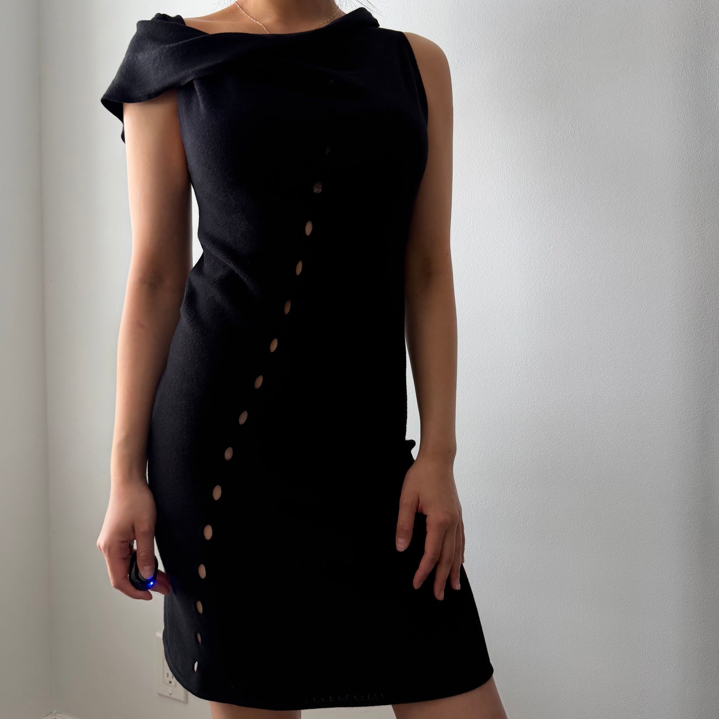 Sarah Pacini Black Cutout Mini Dress - Medium