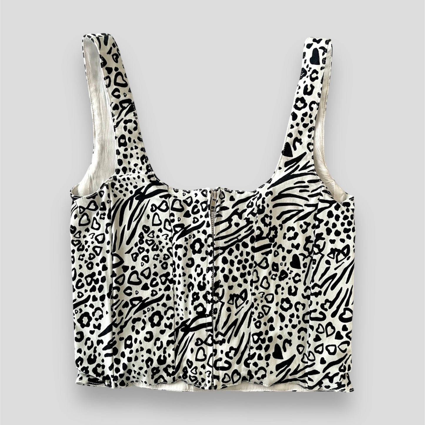 With Jéan Black and White Animal Print Corset Top - X-Small