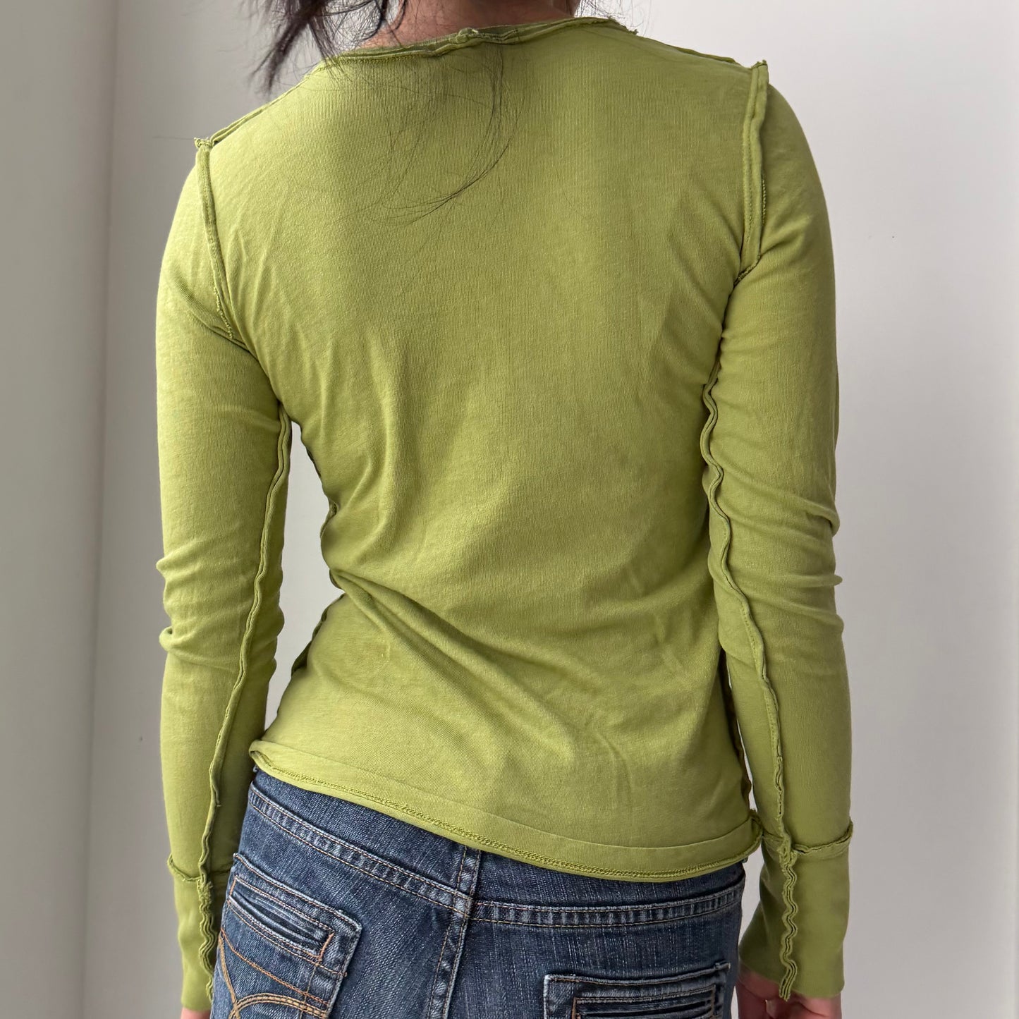 2000s Juicy Couture Made in USA Green Long Sleeve Graffiti Tee - Small