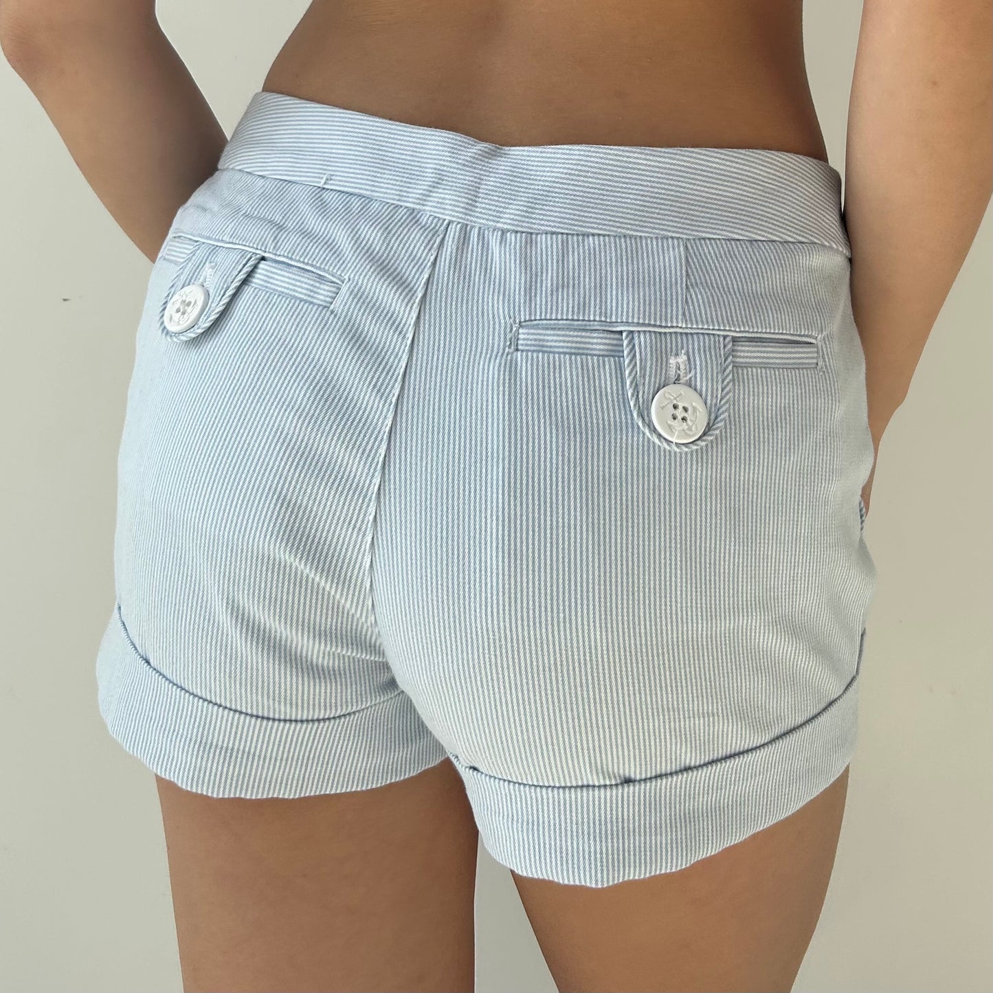 Old Label Talula Blue and White Striped Sailor Micro Mini Shorts - X-Small