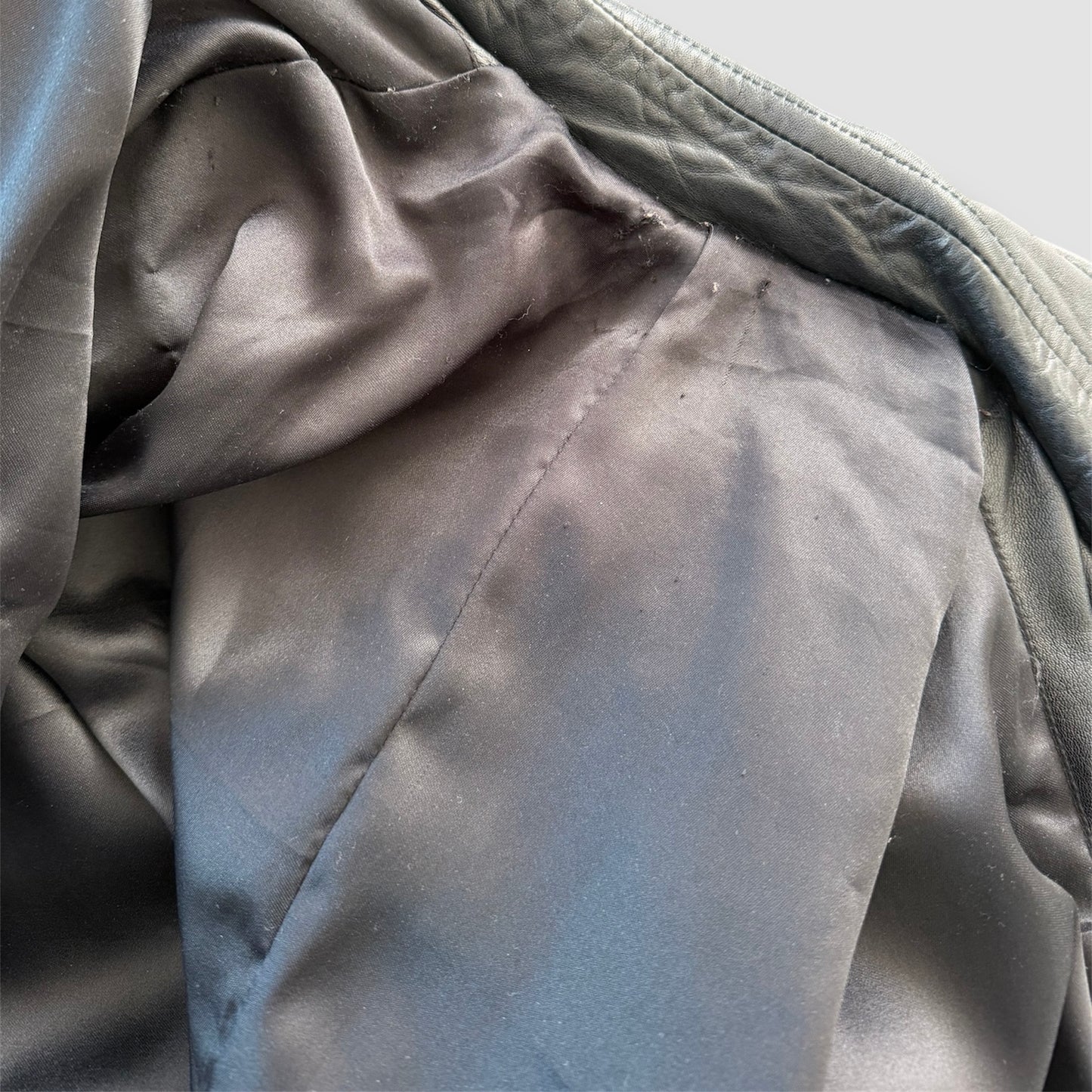 Oversized Black Leather Jacket - Small