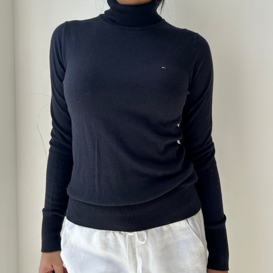 Tommy Hilfiger Navy Long Sleeve Turtleneck Top - Medium