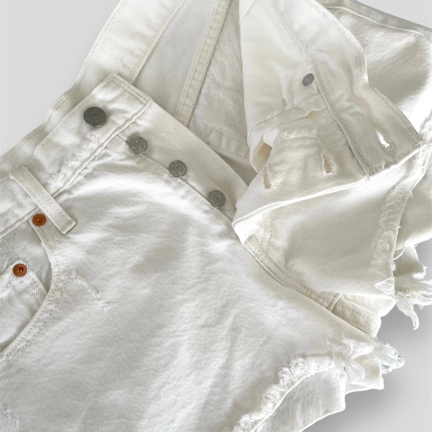 Levi’s 501 White Denim Cutoff Shorts - W28 (Fits Like W30)