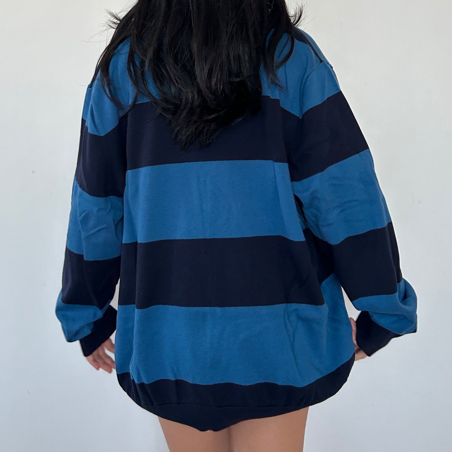 Lacoste Blue Striped V-Neck Knit Jumper - 4XL